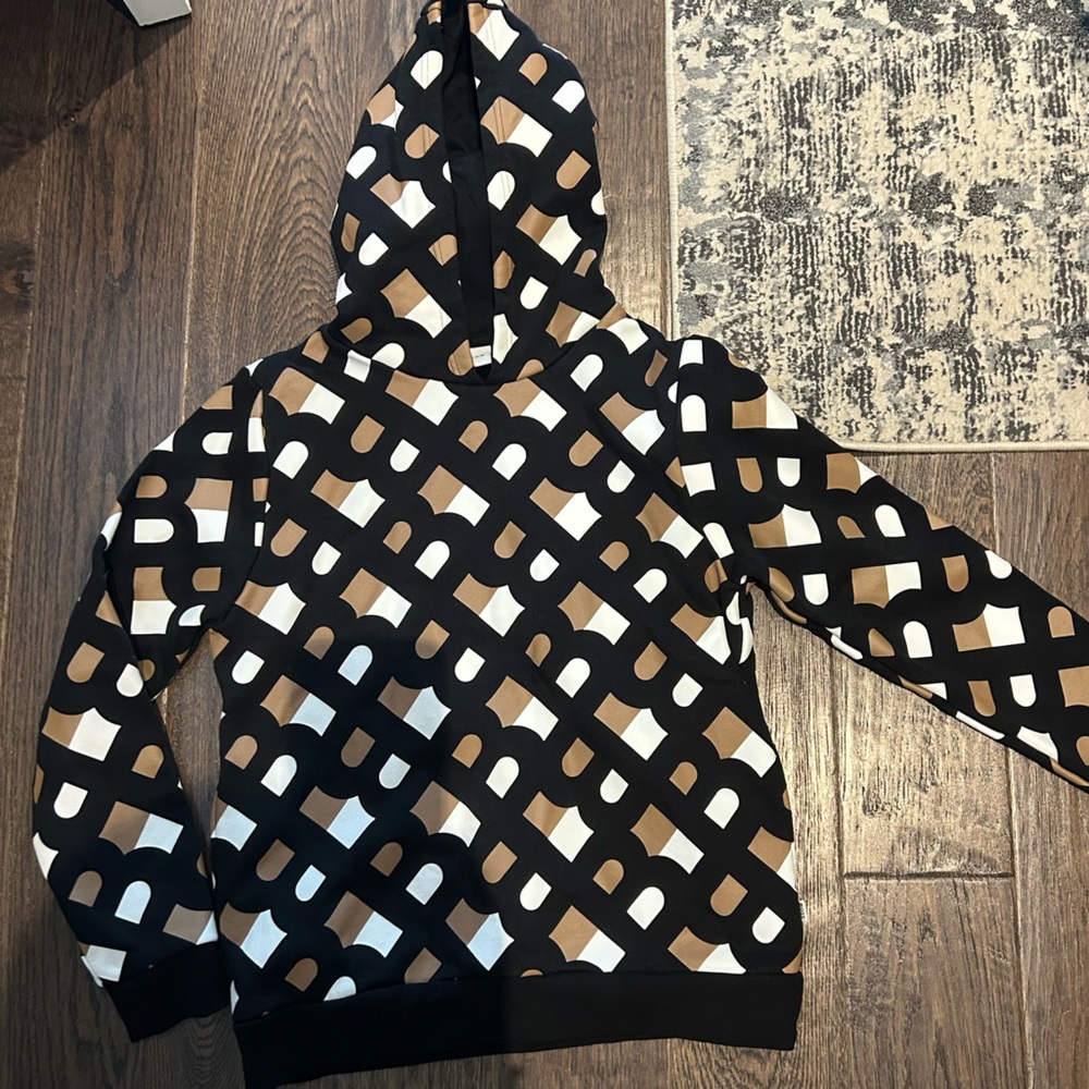 Boss Black and Tan Patterned Hoodie